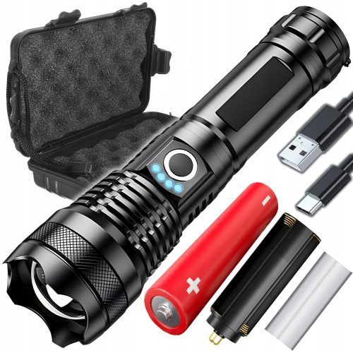 Mocna Latarka Taktyczna LED XHP90 ZOOM Survivalowa - obrazek 1