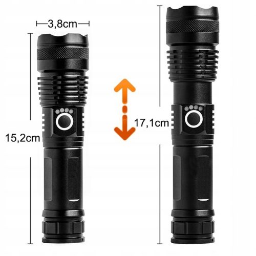 Mocna Latarka Taktyczna LED XHP90 ZOOM Survivalowa - obrazek 6