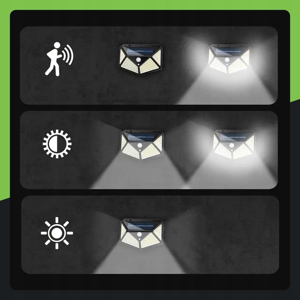 LAMPA SOLARNA 100 LED Z CZUJNIKIEM ZMIERZCHU RUCHU