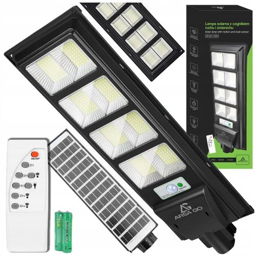 MOCNA LAMPA SOLARNA 600W LED ULICZNA Z CZUJNIKIEM RUCHU I ZMIERZCHU PILOT - obrazek 1