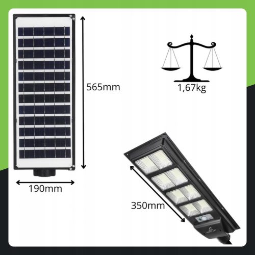 MOCNA LAMPA SOLARNA 600W LED ULICZNA Z CZUJNIKIEM RUCHU I ZMIERZCHU PILOT - obrazek 7