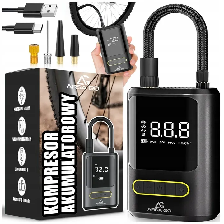 ELEKTRONICZNA POMPKA SAMOCHODOWO/ROWEROWA 80W 4000mAh ARSA GO