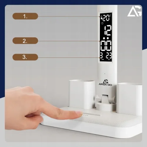 Lampka Biurkowa LED Z Zegarem, Temp, Datą 6w1 PREMIUM - obrazek 4